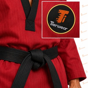 Uniforme Profesional de Taekwondo Dobok, Traje de Entrenamiento Ligero y Transpirable, Tela Resistente, Chaqueta con Cuello en V, Conjunto de Pantalones, Personalizado OEM - Product Image 6