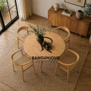 Modern Solid Teak Rectangle Slat Back <b>Bar</b> Chair Set with Eco-Friendly Design for Home <b>Bar</b> and Commercial Use - Product Image 3
