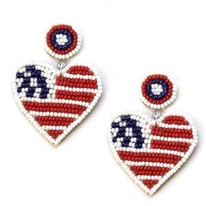 Nouvelles boucles d'oreilles pendantes étoile en perles faites à la main style bohème pour femmes, motif patriotique rouge, blanc et bleu, parfaites pour les fêtes - Product Image 4