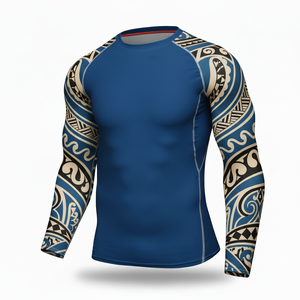 Wholesale High Quality Jiu Jitsu Rash Guard Custom Long Sleeve MMA <b>Compression</b> <b>Shirt</b> Low Price Rashguard for Mens - Product Image 6