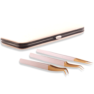 3 Pieces Magnetic <b>Case</b> For Eyelash Extension Tweezer Easy <b>Fan</b> Making Soft Easy Grip Fiber Tip Stainless Steel Eyelash Tweezers - Product Image 3