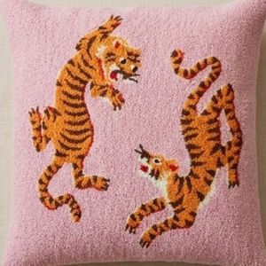 Housse de coussin carrée brodée motif tigre, style vintage, décoration d'intérieur, taie d'oreiller en mélange laine acrylique, vente chaude - Product Image 4