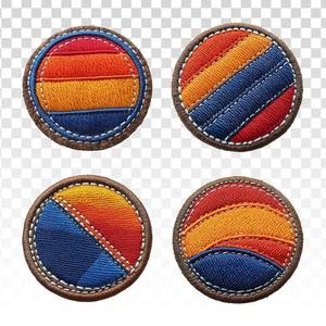 Circular Embroidered Fabric Patches With Rainbow Stripes <b>Sew</b>-On Applique For Cloth Decorations - Product Image 1