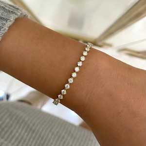 Pulseras de tenis de diamantes cultivados en laboratorio, corte redondo, engaste de garras, apilables, de lujo, elegantes, con cierre de caja, joyería fina de oro macizo de 10k, 14k, 18k - Product Image 2