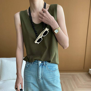 Débardeur décontracté pour femme, col en V, sans manches, tricoté, respirant, camisole d'été - Product Image 5