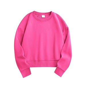 Sweat-shirt ras du cou bleu clair unisexe en molleton de coton coupe oversize, pull décontracté pour l'entraînement et le sport, vente en gros de sweats courts - Product Image 4