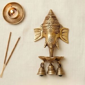 Figura de Ganesha de Latón Chapado en Oro de Primera Calidad con Campanas, Quemador de Incienso, Decoración para el Hogar, Escultura de Arte Religioso - Product Image 3
