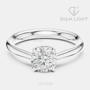 Bague de fiançailles solitaire en or blanc 14 carats avec diamant de laboratoire certifié IGI, taille brillant ronde 0,90 carat, bijoux fins - Product Image 1