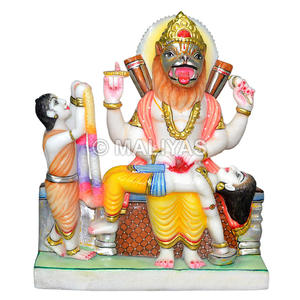 Murti de Mármol del Señor Narsingh y Bhakt Prahlad |   Estatua de mármol de Narasimha Prahlad – MALIYAS - Product Image 1