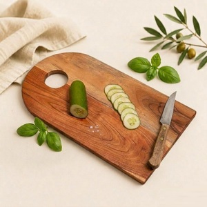 Planche à découper en bois d'acacia écologique avec trou de suspension, durable, antidérapante, pour la viande et les légumes en cuisine - Product Image 5