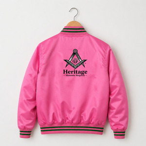 Veste de baseball Varsity rose et verte personnalisée pour femmes |   Vêtements grecs de sororité brodés respirants, héritage maçonnique - Product Image 2