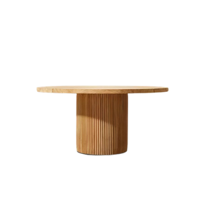 Coastal <b>Round</b> <b>Outdoor</b> Dining <b>Table</b> Solid Teak Wood Elegant <b>Round</b> Top Fluted Pedestal Base Luxury Garden and Resort Furniture - Product Image 4