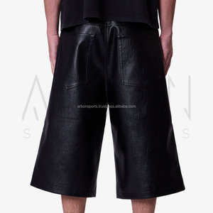 Premium Quality Loose Fit Good Selling Customized Logo Print Breathable Lightweight Durable Adult Outer Wear Leather Shorts - Product Image 4