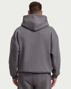 Sudadera con capucha gris extragrande para hombre, con cremallera, de algodón grueso, de alta calidad, estilo casual y urbano. - Product Image 2