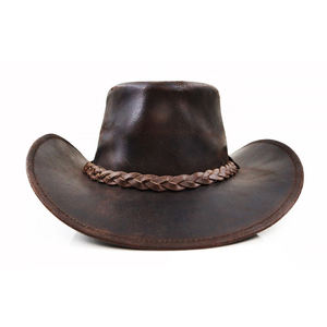 Best Selling Genuine Leather Pull on Closure <b>Western</b> Leather <b>Hats</b> Vintage Leather Cowboy <b>Hats</b> - Product Image 4