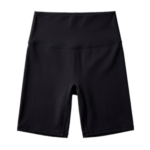 Leggings courts noirs taille haute de qualité supérieure pour femmes, vêtements de sport compressifs en tricot de spandex et polyester, couleur unie sans couture - Product Image 2