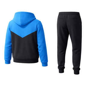 Conjunto de sudadera con capucha y pantalón deportivo de dos tonos para hombre, sudadera con capucha con cremallera, ropa deportiva ajustada, conjunto informal para el gimnasio - Product Image 3