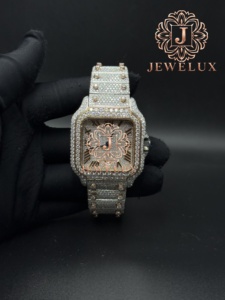 Montre de luxe pour homme de qualité export, style hip-hop, en acier inoxydable, avec diamants Moissanite et mouvement à quartz de haute qualité - Product Image 4