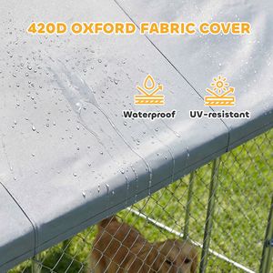 Recinto per Cani da Esterno Resistente 6m x 2.3m x 2.4m, Gabbia Grande con Tetto Impermeabile, Chiusura Sicura, Recinzione a Rete per Giardino - Product Image 6