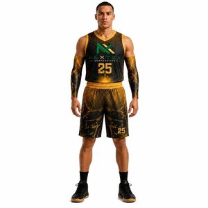 Conjunto de Uniforme de Baloncesto Personalizado para Hombre, Diseño de Panal de Abeja, Sublimado, Malla Transpirable, Pantalones Cortos, Camiseta de Manga Corta, Equipo Deportivo, Venta al Por Mayor OEM - Product Image 3