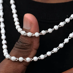Chaîne à billes style rock hip-hop en diamant, chaîne de perles glacées de 4 mm, chaîne en argent sterling 925 avec moissanite VVS - Product Image 3