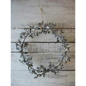 Couronne murale rustique en métal en forme de feuille, cerceau floral en fer fait main, décoration minimaliste pour la maison, ornement suspendu pour ferme, jardin, mariage, DIY - Product Image 1