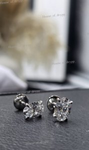 925 <b>Silver</b> Oval Cut Diamond Screw Back <b>Stud</b> Earrings Claw Setting Classic Women's Engagement Jewelry - Product Image 6