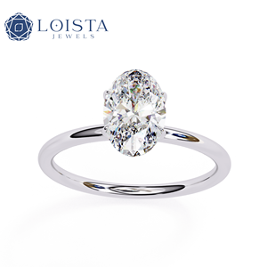 lab grown diamond oval solitaire engagement <b>ring</b> for women gold side stone <b>custom</b> lab created diamond jewelry - Product Image 3