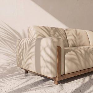 Modern Minimalist Three <b>Seat</b> Leather <b>Sofa</b> With Wooden Frame And <b>Cushion</b> Back For Living Room - Product Image 2