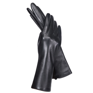 Gants d'hiver en cuir tendance pour femmes, doublés de soie, confortables, pour le cyclisme, gants tactiles simples - Product Image 1