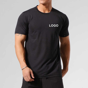 T-shirt pour homme, coupe ajustée, couleur unie, manches courtes, col rond, jersey respirant en coton, vêtements décontractés - Product Image 2