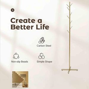 Golden Metal Freestanding Heavy-Duty Clothing Rack with Marble Base Multipurpose Coat <b>Stand</b> for Garments Bedroom <b>Hat</b> Hangers - Product Image 5