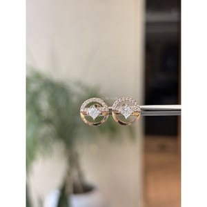 Pendientes Circulares Minimalistas con Diamantes Cultivados en Laboratorio, Corte Princesa, 0.70 Ct, Joyería Fina Geométrica para Mujer, Hipoalergénicos, Chapados en Oro - Product Image 3