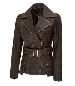 DARKRY Chaqueta de Motociclista de Cuero Vacuno Genuino para Mujer, Venta al por Mayor, Abrigo de Invierno para Moto, Ajuste Delgado, Negro, Cortavientos, Ecológico - Product Image 3