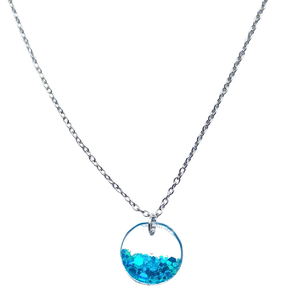 Collar con colgante de resina hecho a mano, forma geométrica cuadrada y circular, azul, verde, dorado con brillantina, colgante para mujer a bajo precio - Product Image 3