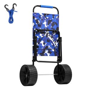 Chariot de plage pliable 15,4'' x 15,7'' avec grande plateforme de chargement de 69 lb et roues solides en PE de 10'', idéal pour le camping - Product Image 1