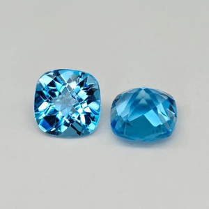 Topaze bleue suisse facettée de 7 mm, taille coussin, pierre précieuse en vrac pour la fabrication de bijoux et les créations personnalisées, topaze naturelle taille coussin - Product Image 4