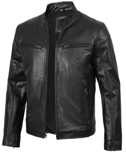 Veste de motard en cuir PU pour homme SBEA IMPEX, fermeture éclair intégrale, respirante, coupe-vent, anti-UV, écologique, streetwear décontracté, hiver - Product Image 1