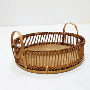 Plateaux de rangement ovales en rotin avec poignées, réutilisables, décoratifs pour table, style oriental, lot de 2 - Product Image 4