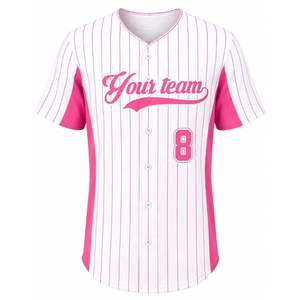 Precio al por mayor OEM: Camisetas de béisbol ligeras para adultos, transpirables, ecológicas, con logo personalizado, 100% poliéster, cuello corazón, de secado rápido. - Product Image 1