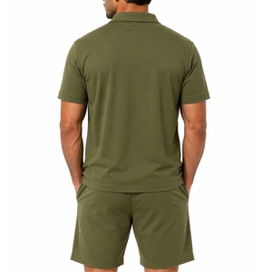 Conjunto de Camiseta Polo de Manga Corta y Pantalones Cortos para Hombre, Verano, Transpirable, Tejido de Algodón, Estilo Urbano, 240g, Alta Calidad, Uso Diario - Product Image 2