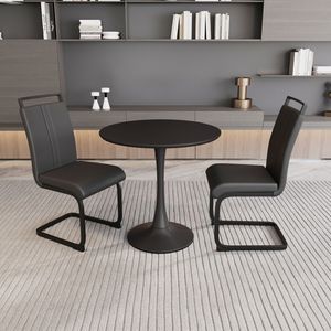 Tavolo da pranzo circolare nero Tulip da 31,5 pollici, tavolo da cucina per 2-4 persone con piano e base in MDF - Product Image 1