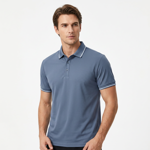 Polo de Manga Corta Azul Marino Sólido para Hombre, Tejido 100% Poliéster, Secado Rápido, Estilo Casual - Product Image 4