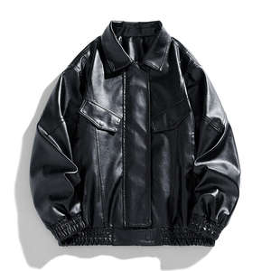 Autumn and Winter New <b>Mens</b> PU Leather <b>Jacket</b> Stand Collar Motorcycle <b>Jacket</b> Leather <b>Men</b> Slim Non-wash Fashion <b>Men</b> Clothing - Product Image 1