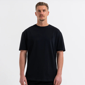 T-shirt blanc uni à col rond de qualité supérieure pour homme, 100 % coton, pour le sport et la gym, tissé, coupe classique, tricoté - Product Image 4