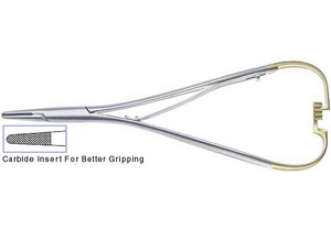 Portaagujas Mathieu de Ortodoncia Dental de Calidad Premium, 14 cm, Acero, Manual, TC, Dorado, con Certificación CE, para Uso Hospitalario, SurgiRight - Product Image 2