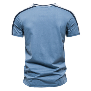Camiseta Deportiva Casual de Manga Corta para Hombre, Cuello Redondo, Secado Rápido, Ajuste Regular, Tejido de Poliéster, Color Sólido, Azul - Product Image 3