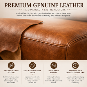 Luxury Genuine Leather Sectional <b>Sofa</b> Modern L Shape Couch for Living Room Penthouse Balcony Hotel Lounge and Apartment - Product Image 5