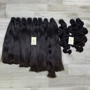 Extensions de cheveux naturels vietnamiens bruts de haute qualité, noirs, ondulés et lisses, double trame, tissées à la machine, directement de l'usine - Product Image 3