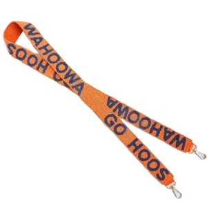 Wahoowa Go Hoos Customized White Gold Seed Bead Bag Straps 'Hook Em Horns' Fashionable Accessory Beaded Purse Strap - Product Image 1